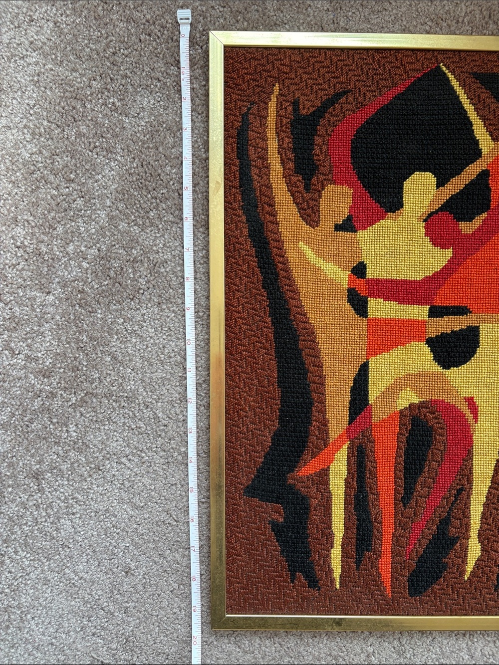 Mid-century modern "Three Dancers" needlepoint art piece. - Picture 7 of 9